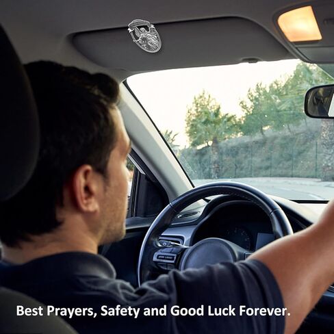 Guardian Angel Car Visor Clip, St. Christopher Medal for Car, Car Accessories Safety Gifts for New Driver Teens Boys Parent Family Friends, New Car Gifts in Kuwait