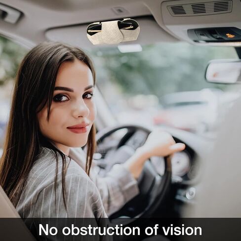 KINIVA Sunglasses Holder for Car Visor Leather Glasses Case with Clips for Car Visor Automotive Interior Visor Accessories Apply to All Car Models (10 Beige) in Kuwait