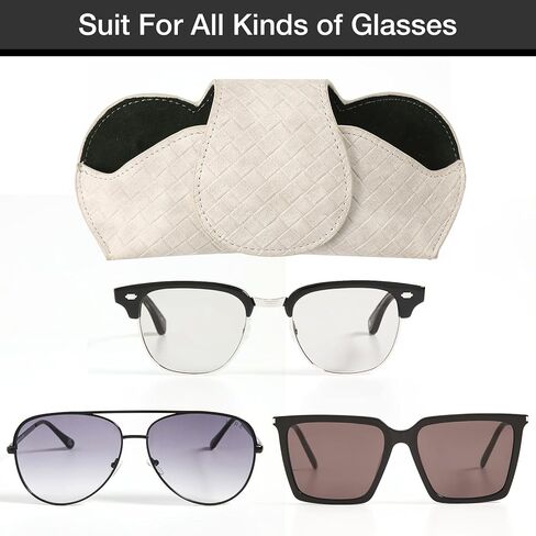 KINIVA Sunglasses Holder for Car Visor Leather Glasses Case with Clips for Car Visor Automotive Interior Visor Accessories Apply to All Car Models (10 Beige) in Kuwait