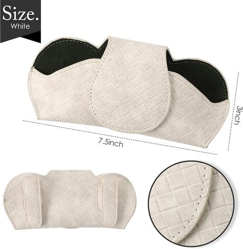 KINIVA Sunglasses Holder for Car Visor Leather Glasses Case with Clips for Car Visor Automotive Interior Visor Accessories Apply to All Car Models (10 Beige) in Kuwait