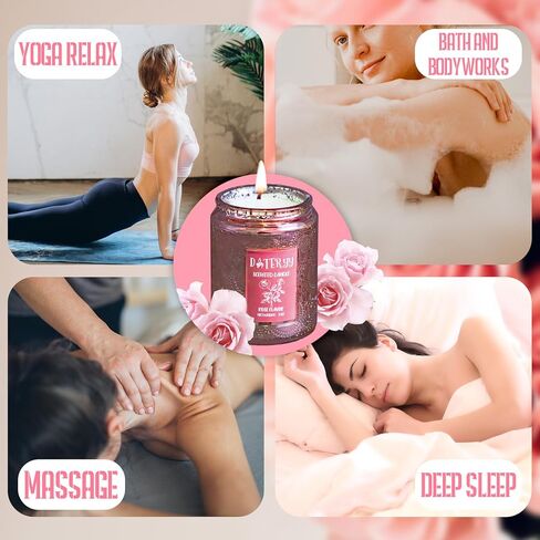 شمعة ديتري للعلاج العطري للمنزل معطرة بنسبة 8% من الزيوت العطرية، حرق لمدة 48 ساعة، هدايا شموع لتخفيف التوتر للنساء - مثالية لعيد الميلاد، وعيد الحب، وعيد الشكر، وعيد الأم - بنكهة الورد in Kuwait