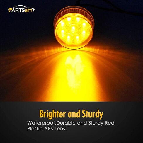 Partsam 2Pcs 2" Amber 9LED Marker Clearance Lights, Flush Mount, wiht Grommet and Pigtail, Clear Lens, 2 inch round led trailer lights in Saudi Arabia