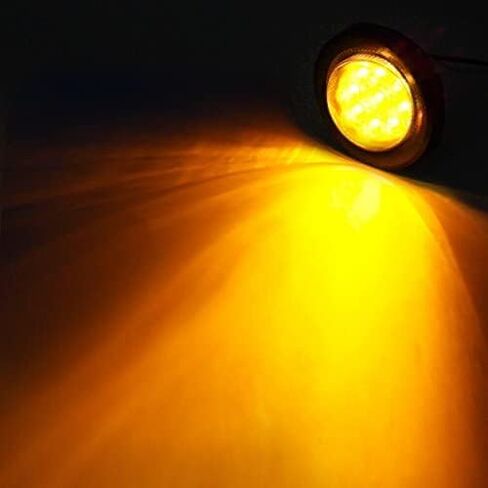 Partsam 2Pcs 2" Amber 9LED Marker Clearance Lights, Flush Mount, wiht Grommet and Pigtail, Clear Lens, 2 inch round led trailer lights in Saudi Arabia