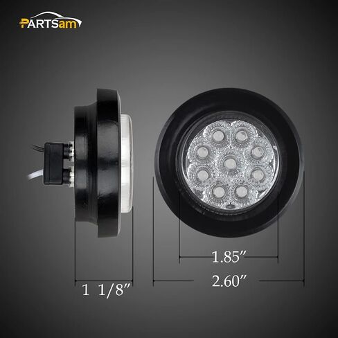 Partsam 2Pcs 2" Amber 9LED Marker Clearance Lights, Flush Mount, wiht Grommet and Pigtail, Clear Lens, 2 inch round led trailer lights in Saudi Arabia