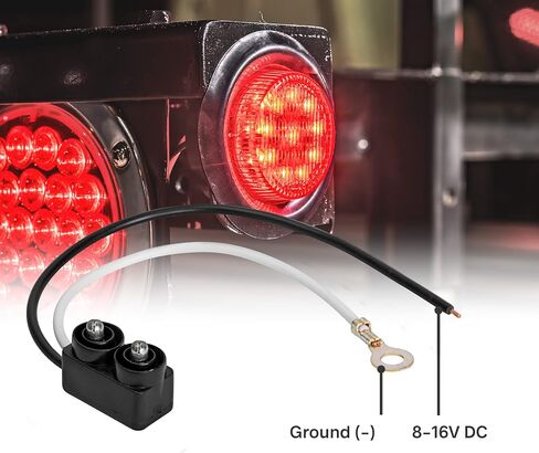 TRUE MODS 4 قطع 2 بوصة 12 فولت مصابيح LED مستديرة حمراء للعلامات الجانبية [DOT FMVSS 108] [SAE P2] [عدسة عاكسة] [حلقة معدنية ومقابس] [تركيب متساطح] [مقاوم للماء IP67] لمقطورة القارب نصف شاحنة RV Peterbilt in Kuwait