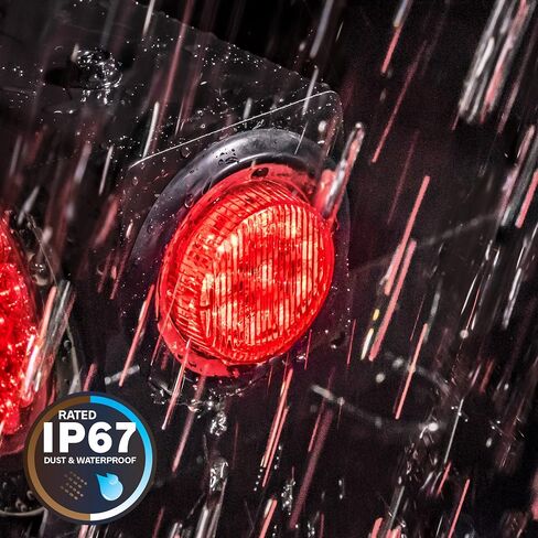 TRUE MODS 4 قطع 2 بوصة 12 فولت مصابيح LED مستديرة حمراء للعلامات الجانبية [DOT FMVSS 108] [SAE P2] [عدسة عاكسة] [حلقة معدنية ومقابس] [تركيب متساطح] [مقاوم للماء IP67] لمقطورة القارب نصف شاحنة RV Peterbilt in Kuwait