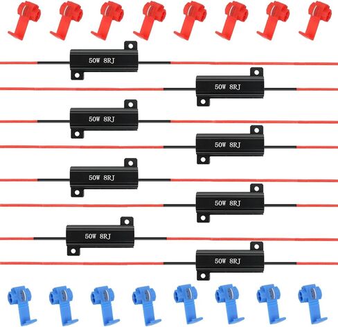 مقاومات تحميل ENLOZURE 50 وات 6ohm لإصلاح أضواء LED سريعة فرط فلاش بدوره إشارة وميض رمز الخطأ - مقاوم Led أسود 8 قطع in Kuwait