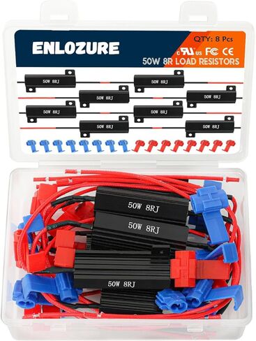 مقاومات تحميل ENLOZURE 50 وات 6ohm لإصلاح أضواء LED سريعة فرط فلاش بدوره إشارة وميض رمز الخطأ - مقاوم Led أسود 8 قطع in Kuwait