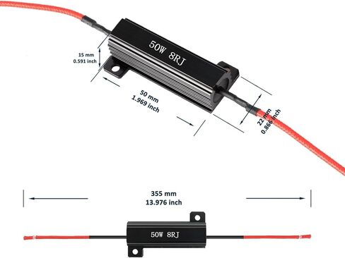 مقاومات تحميل ENLOZURE 50 وات 6ohm لإصلاح أضواء LED سريعة فرط فلاش بدوره إشارة وميض رمز الخطأ - مقاوم Led أسود 8 قطع in Kuwait