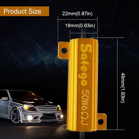 Safego 50W 6Ohm LED مقاومات الحمل 4 قطع مقاومات تحميل عالية الجودة لأضواء إشارة الانعطاف LED أو أضواء لوحة الترخيص LED أو DRL in Kuwait