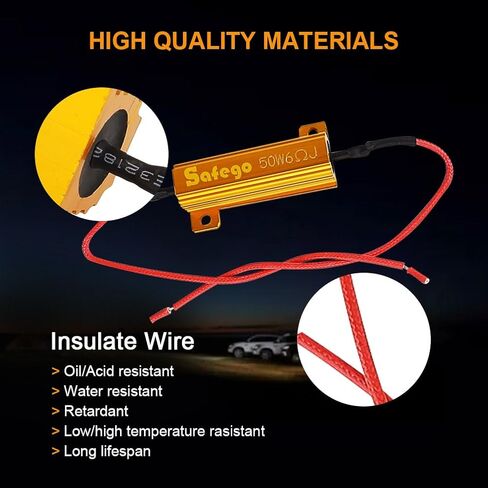 Safego 50W 6Ohm LED مقاومات الحمل 4 قطع مقاومات تحميل عالية الجودة لأضواء إشارة الانعطاف LED أو أضواء لوحة الترخيص LED أو DRL in Kuwait