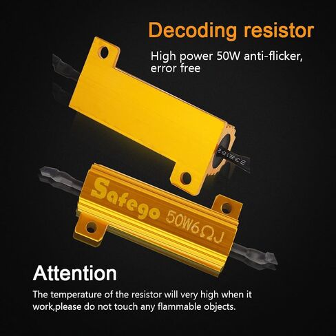 Safego 50W 6Ohm LED مقاومات الحمل 4 قطع مقاومات تحميل عالية الجودة لأضواء إشارة الانعطاف LED أو أضواء لوحة الترخيص LED أو DRL in Kuwait