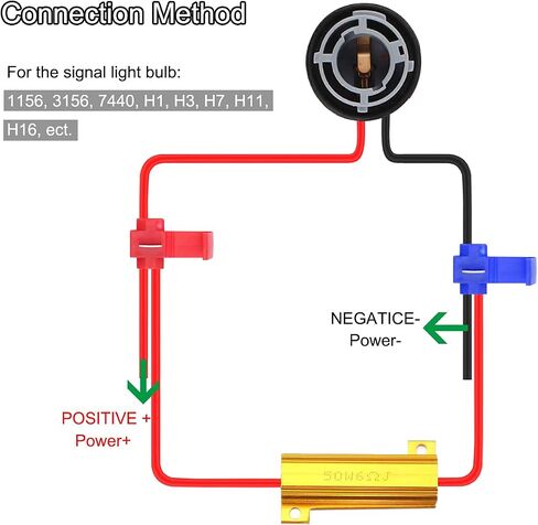 DKARDU 50W 6Ohm LED Load Resistor، 4 قطع مقاومات لأضواء إشارة الانعطاف LED / أضواء لوحة الترخيص LED / DRL (إصلاح فلاش مفرط / إلغاء التحذير) مع 10 قطع مشبك سلك سريع in Saudi Arabia