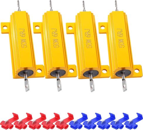 DKARDU 50W 6Ohm LED Load Resistor، 4 قطع مقاومات لأضواء إشارة الانعطاف LED / أضواء لوحة الترخيص LED / DRL (إصلاح فلاش مفرط / إلغاء التحذير) مع 10 قطع مشبك سلك سريع in Saudi Arabia