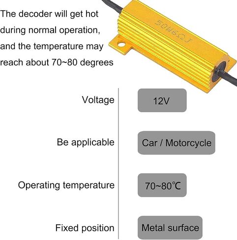 DKARDU 50W 6Ohm LED Load Resistor، 4 قطع مقاومات لأضواء إشارة الانعطاف LED / أضواء لوحة الترخيص LED / DRL (إصلاح فلاش مفرط / إلغاء التحذير) مع 10 قطع مشبك سلك سريع in Saudi Arabia