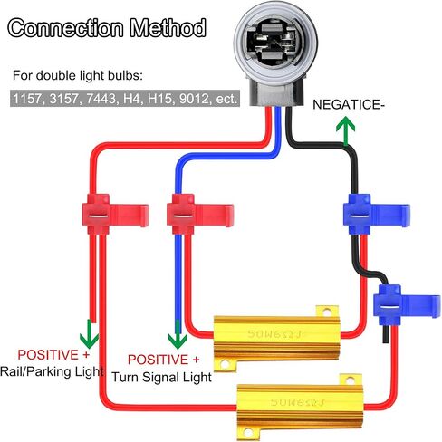 DKARDU 50W 6Ohm LED Load Resistor، 4 قطع مقاومات لأضواء إشارة الانعطاف LED / أضواء لوحة الترخيص LED / DRL (إصلاح فلاش مفرط / إلغاء التحذير) مع 10 قطع مشبك سلك سريع in Saudi Arabia