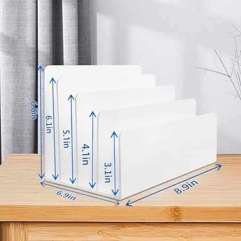 4 Section Acrylic File Organizer - White Desk Organizer & Accessories, Sturdy Thick Acrylic Folder Holder Sorter for Office in Saudi Arabia