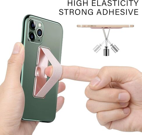 حزام الهاتف، CISID 4 قطع حامل أصابع الهاتف الخلفي لمقبض الهاتف مع حامل مناسب لهاتف iPhone Samsung ومعظم الهواتف الذكية (أسود أسود فضي وردي ذهبي 4 قطع) in Kuwait