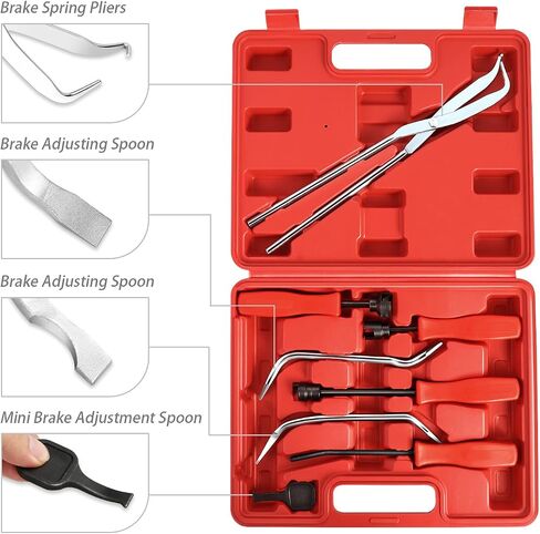 ‎DNA MOTORING TOOLS-00244 طقم خدمة الفرامل 8 قطع، مجموعة أدوات إزالة كماشة زنبرك الفرامل مع حقيبة حمل، أزرق in Kuwait