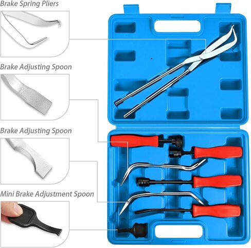 ‎DNA MOTORING TOOLS-00244 طقم خدمة الفرامل 8 قطع، مجموعة أدوات إزالة كماشة زنبرك الفرامل مع حقيبة حمل، أزرق in Kuwait