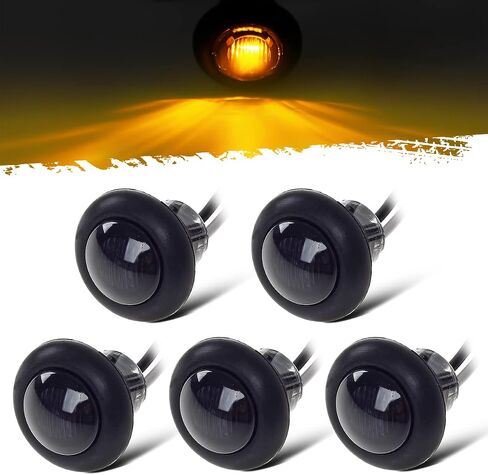 Partsam 5x 3/4 بوصة عدسة دخان صغيرة كهرمان LED للتخليص الجانبي ماركر ضوء Trun إشارة شاحنة مقطورة RV Camper Pickup Car Grille Lights Flush Mount مقاوم للماء 12 فولت in Saudi Arabia