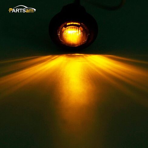 Partsam 5x 3/4 بوصة عدسة دخان صغيرة كهرمان LED للتخليص الجانبي ماركر ضوء Trun إشارة شاحنة مقطورة RV Camper Pickup Car Grille Lights Flush Mount مقاوم للماء 12 فولت in Saudi Arabia