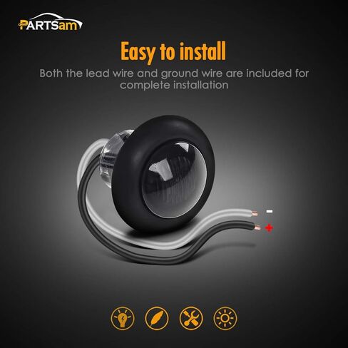 Partsam 5x 3/4 بوصة عدسة دخان صغيرة كهرمان LED للتخليص الجانبي ماركر ضوء Trun إشارة شاحنة مقطورة RV Camper Pickup Car Grille Lights Flush Mount مقاوم للماء 12 فولت in Saudi Arabia