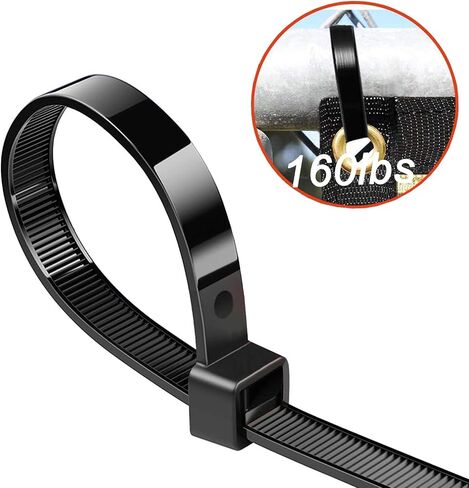 Long zip ties 24 inch heavy duty zip ties for outdoor use 50 pcs strong extra thick wire ties black cable ties uv resistant big industrial plastic tie wraps in Kuwait