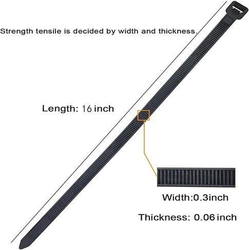 Zip Ties 16 Inch 100 per pack with 70 Pounds Tensile Strength Heavy duty cable ties White Self-Locking Nylon Wire Ties in Kuwait