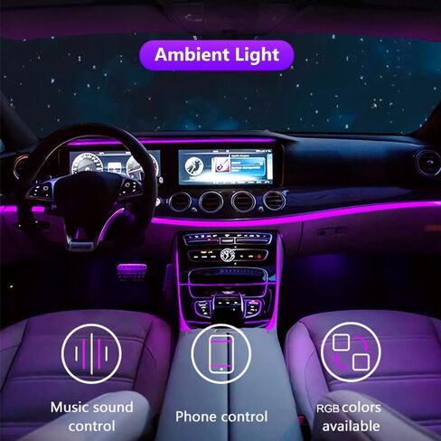 Car LED Lights,Interior Strip Lights with App Remote Button Control,USB RGB Inside Car Ambient Lighting Fiber Optics with Music Mode,DC 12V in Kuwait