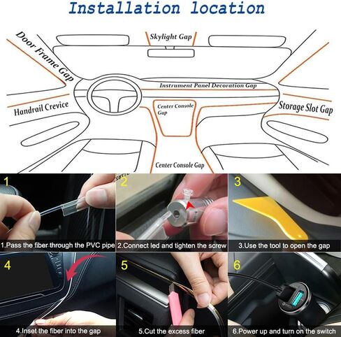Car LED Lights,Interior Strip Lights with App Remote Button Control,USB RGB Inside Car Ambient Lighting Fiber Optics with Music Mode,DC 12V in Kuwait