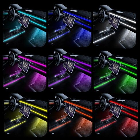 Car LED Lights,Interior Strip Lights with App Remote Button Control,USB RGB Inside Car Ambient Lighting Fiber Optics with Music Mode,DC 12V in Kuwait