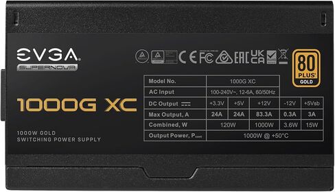 EVGA Supernova 1000G XC ATX3.0 & PCIE 5, 80 Plus Gold Certified 1000W, 12VHPWR, Fully Modular, ECO Mode with FDB Fan, 100% Japanese Capacitors, Compact 150mm Size, Power Supply 520-5G-1000-K1 in Kuwait