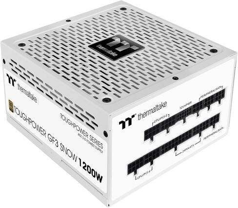 Thermaltake Toughpower GF3 Snow Edition 1200W 80+ Gold Full Modular SLI/Crossfire Ready ATX 3.0 Power Supply PCIe Gen.5 600W 12VHPWR Connector Included PS-TPD-1200FNFAGU-N 10 Year Warranty in Saudi Arabia