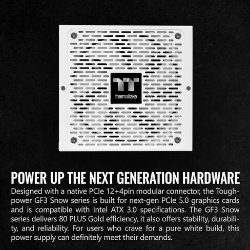 Thermaltake Toughpower GF3 Snow Edition 1200W 80+ Gold Full Modular SLI/Crossfire Ready ATX 3.0 Power Supply PCIe Gen.5 600W 12VHPWR Connector Included PS-TPD-1200FNFAGU-N 10 Year Warranty in Saudi Arabia