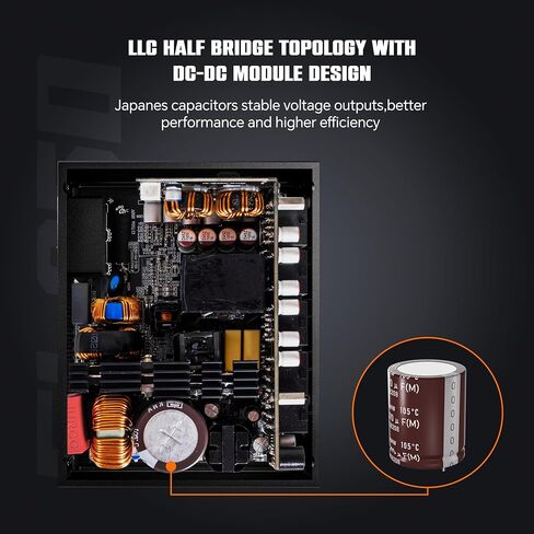 ARESGAME 1300W ATX 3.0 PCIE 5.0 مزود طاقة، 80 Plus Gold معتمد، وحدات كاملة، ضمان 10 سنوات in Kuwait