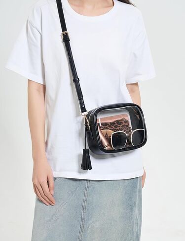 Yarnic Clear Bag Stadium Approved, PVC Clear Crossbody Purse Small Clear Crossbody Bag with Adjustable Shoulder Strap in Kuwait