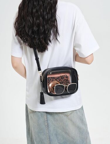 Yarnic Clear Bag Stadium Approved, PVC Clear Crossbody Purse Small Clear Crossbody Bag with Adjustable Shoulder Strap in Kuwait