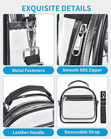 حقيبة شفافة تمر بالجسم معتمدة مع أشرطة قابلة للإزالة، محفظة صغيرة شفافة للنساء، حقيبة حفلات شفافة للمناسبات الرياضية والمدارس والمهرجانات in Kuwait
