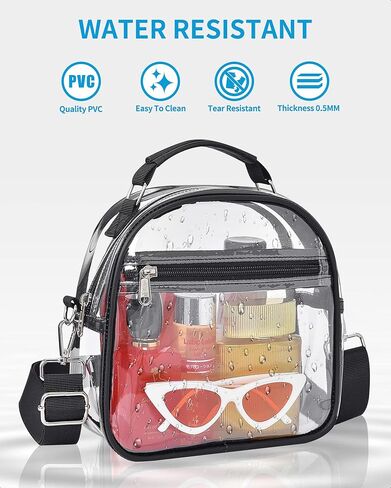حقيبة شفافة تمر بالجسم معتمدة مع أشرطة قابلة للإزالة، محفظة صغيرة شفافة للنساء، حقيبة حفلات شفافة للمناسبات الرياضية والمدارس والمهرجانات in Kuwait