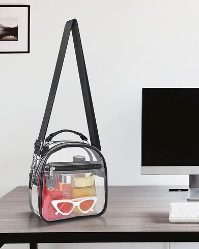 حقيبة شفافة تمر بالجسم معتمدة مع أشرطة قابلة للإزالة، محفظة صغيرة شفافة للنساء، حقيبة حفلات شفافة للمناسبات الرياضية والمدارس والمهرجانات in Kuwait