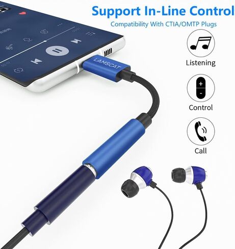 USB C to 3.5mm Headphone Adapter, Type C to Aux Adapter Dongle for Android Cable Compatible with Pixel 6 5 4, Samsung Galaxy S22 21 S20 Ultra S20+ Note 20 10 S10 S9 Plus, and More (Black) in Saudi Arabia