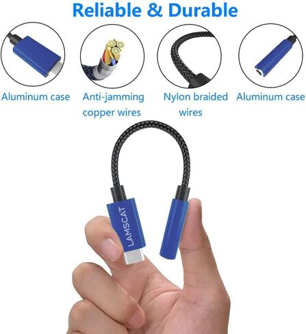 USB C to 3.5mm Headphone Adapter, Type C to Aux Adapter Dongle for Android Cable Compatible with Pixel 6 5 4, Samsung Galaxy S22 21 S20 Ultra S20+ Note 20 10 S10 S9 Plus, and More (Black) in Saudi Arabia