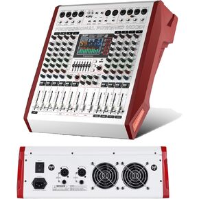 PG-8PRO 8 channel audio mixer, DJ mixing board with power 2 * 550w amplifiers, audio sound card with 48V phantom power, Usb audio interface, streaming sound mixing board with 99 DSP FX