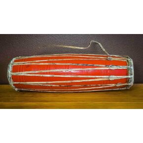 Madal Drum Wooden Nepali Folk Instrument Authentic Design 12 IN Drum Madal For Fun, For All Age Groups Of Musicians, Gift Birthday Party - Hand Carved In Nepal