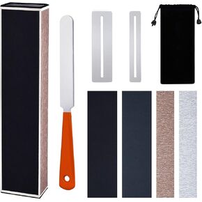 Guitar Fingerboard Luthier Tools Set Includes 8" Guitar Fret Leveling Sanding Beam Leveler, Guitar Fret Crowning Luthier File, Fingerboard Guards and Replacement Sanding Papers for Guitar Bass