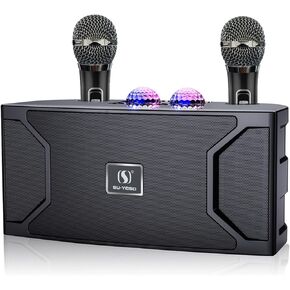 Karokee Machine with Bluetooth and 2 Wireless Microphone for Adults Kids, Portable Bluetooth Speaker Karaoke Machine Set Singing PA System with Disco Light for Xmas Party, Great Gifts for Boys Girls