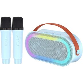 Karaoke Machine Wireless Mini Karaoke Machine with 2 Wireless Microphones Karaoke Mic Mini Karaoke Microphone Portable BT Speaker Rechargeable for Girls Boys Birthday Party