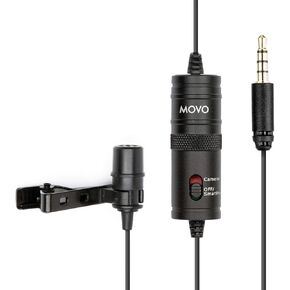 Movo LV1 Lavalier Lapel Clip on Microphone for Cameras, Camcorders and Smartphones Compatible with iPhone and Android Perfect Lav Mic for Filming Podcast, Vlogging and YouTube Videos