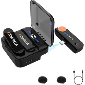 comica Vimo S UC Wireless Microphone for Android, Noise Cancellation, 656' Range, 15H Working Time, Monitor, Lav Mic for USB Type C iPhone, Phone, PC, Video Recording, Vlog, Live Streaming, YouTube